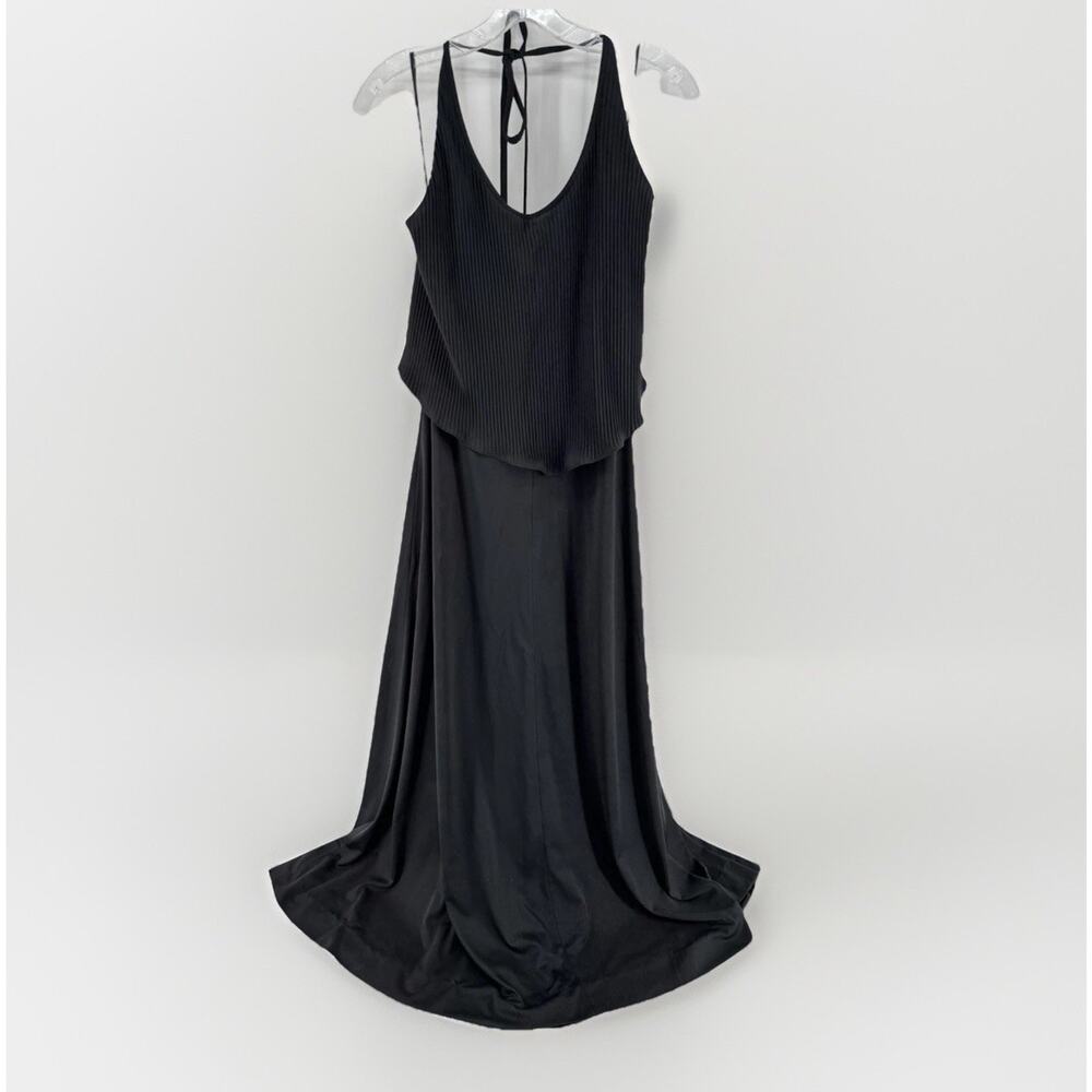 Vintage Black Halter Dress Size 9 Young Edwardian by Arpeja Pleated Bib